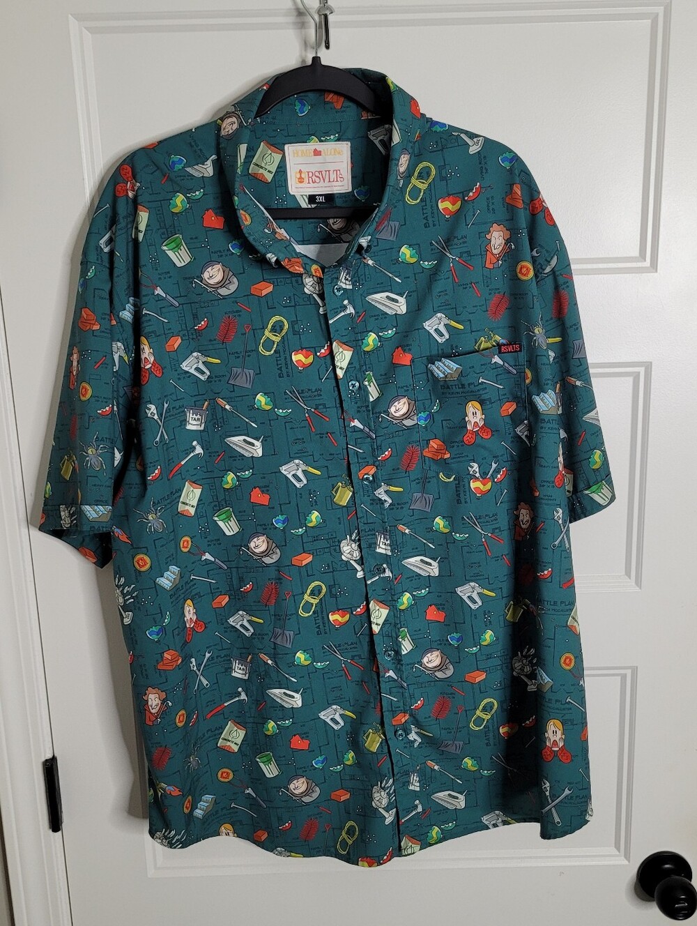 RSVLTS Home Alone "Thirsty For More" green short sleeve button-down size 3XL